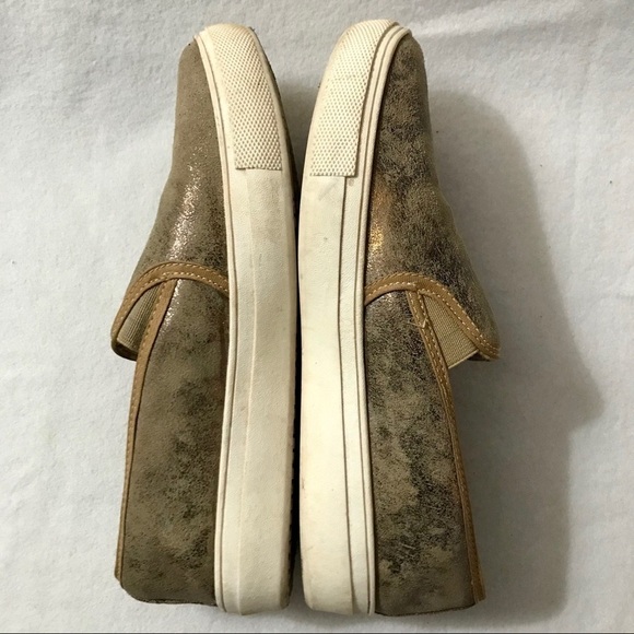 CoFi Gold Bronze Metallic Genuine Leather Slip On Sneaker Size 6.5 - Picture 3 of 8